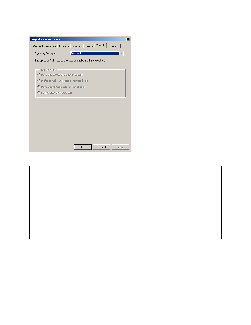 Account properties – security | Actiontec electronic 1.5 Telephone User Manual | Page 55 / 70