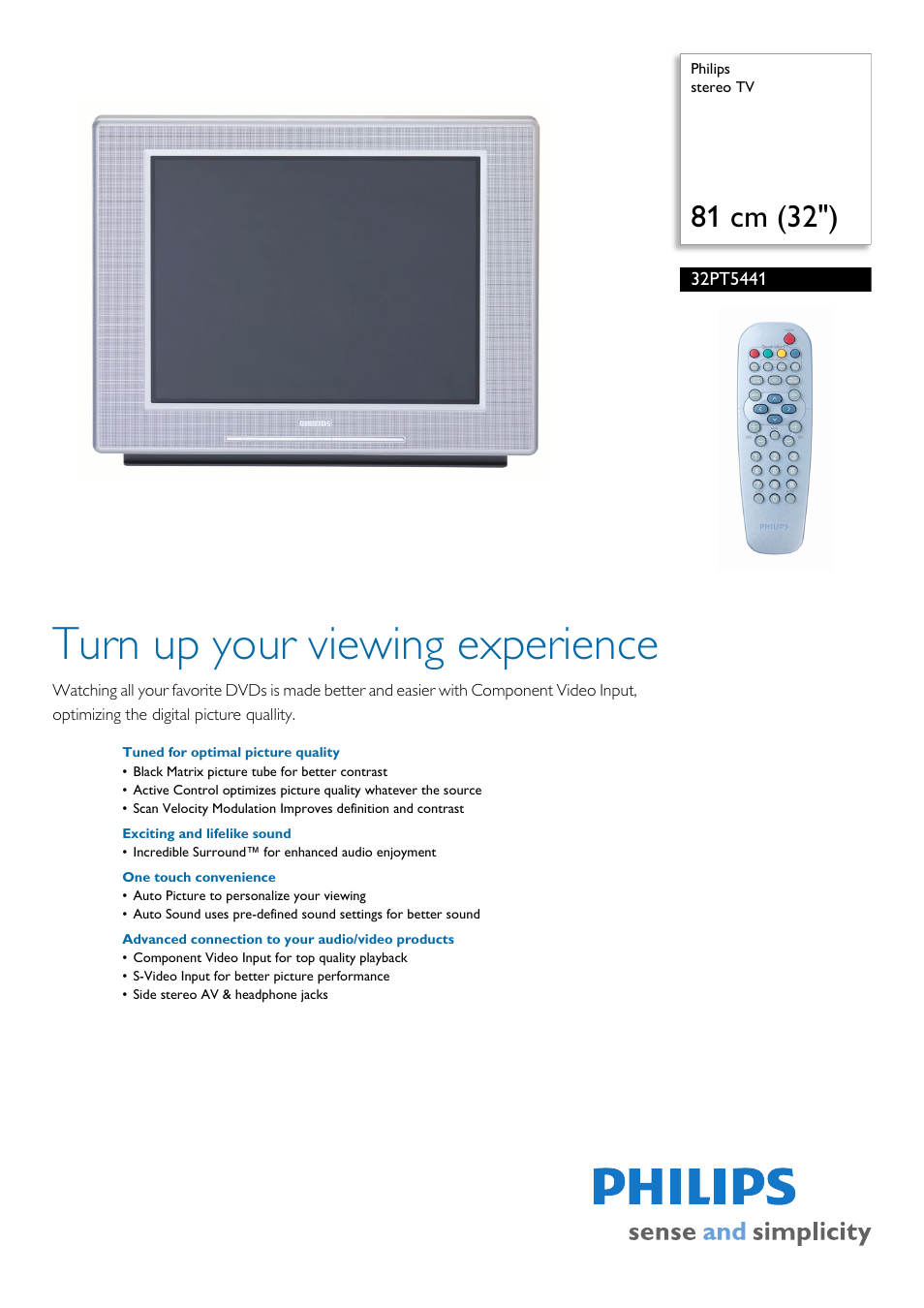 Philips 32PT5441-37 User Manual | 2 pages