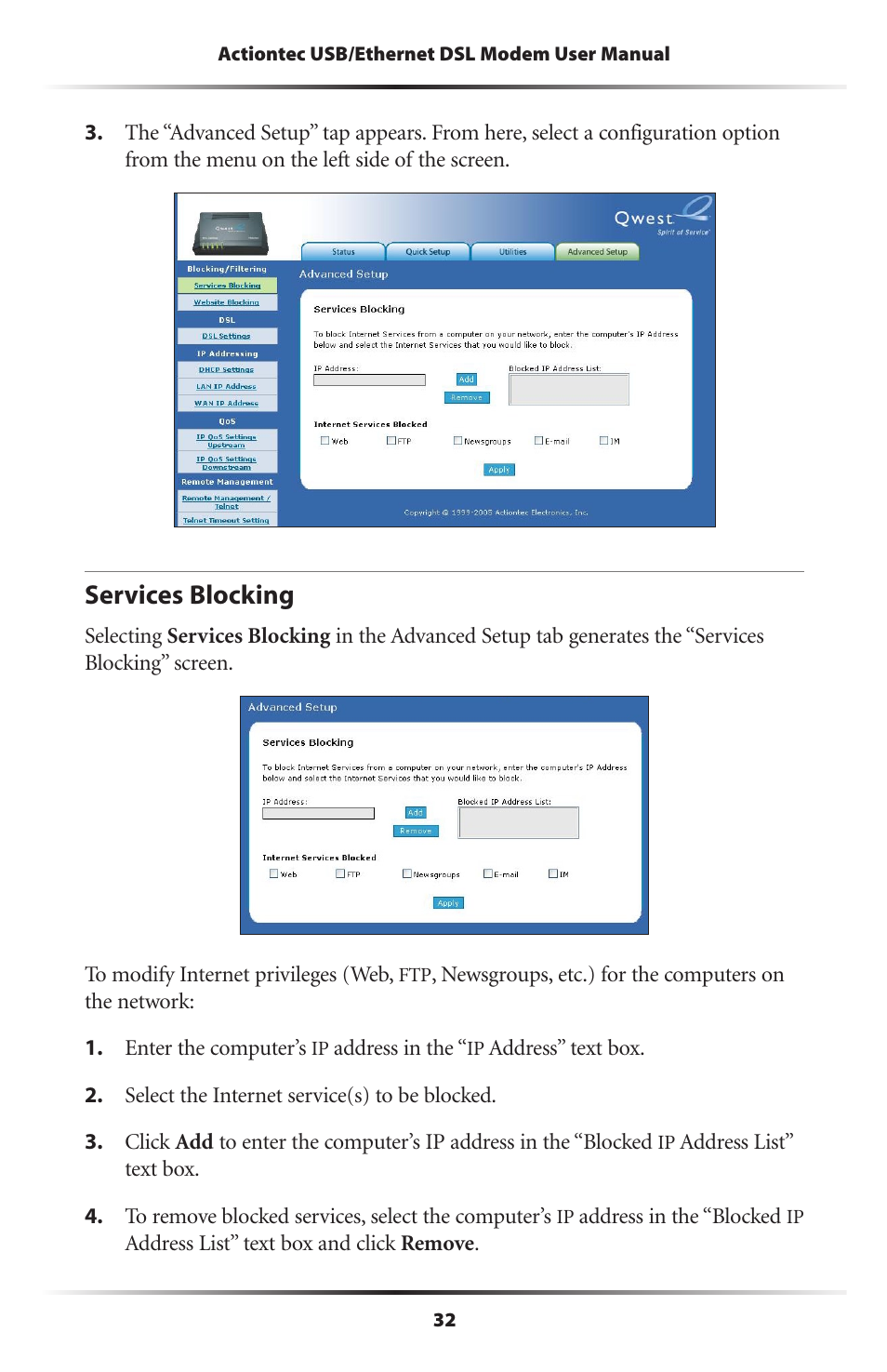 Services blocking | Actiontec electronic GT701R User Manual | Page 37 / 113