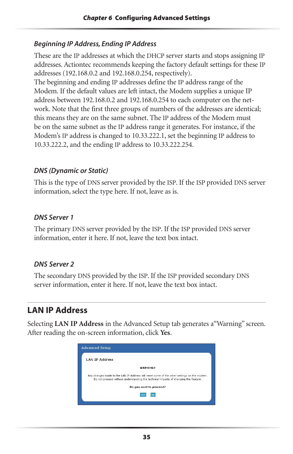 Lan ip address | Actiontec electronic GT701R User Manual | Page 40 / 113