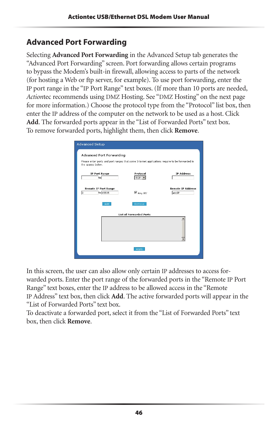 Advanced port forwarding | Actiontec electronic GT701R User Manual | Page 51 / 113
