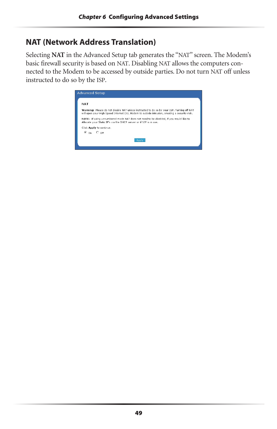 Nat (network address translation) | Actiontec electronic GT701R User Manual | Page 54 / 113