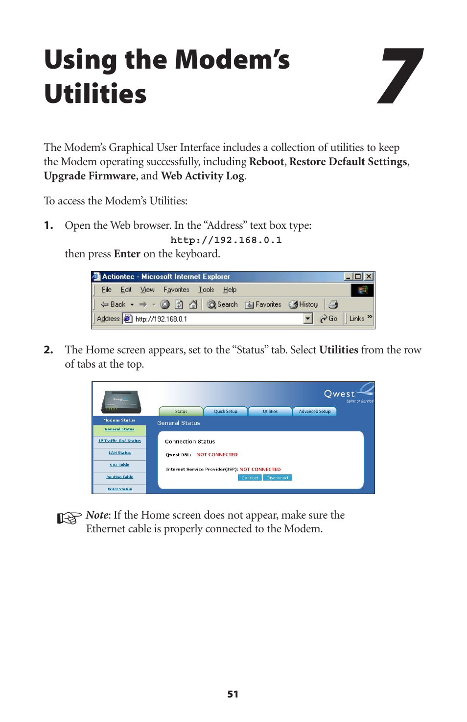 Using the modem’s utilities | Actiontec electronic GT701R User Manual | Page 56 / 113