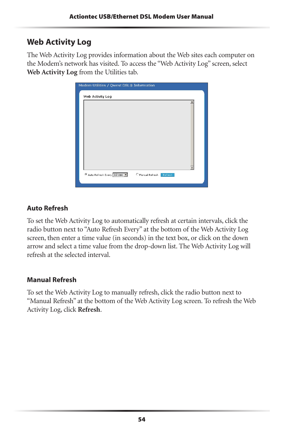 Web activity log | Actiontec electronic GT701R User Manual | Page 59 / 113