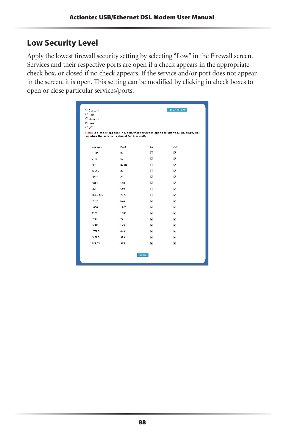 Low security level | Actiontec electronic GT701R User Manual | Page 93 / 113