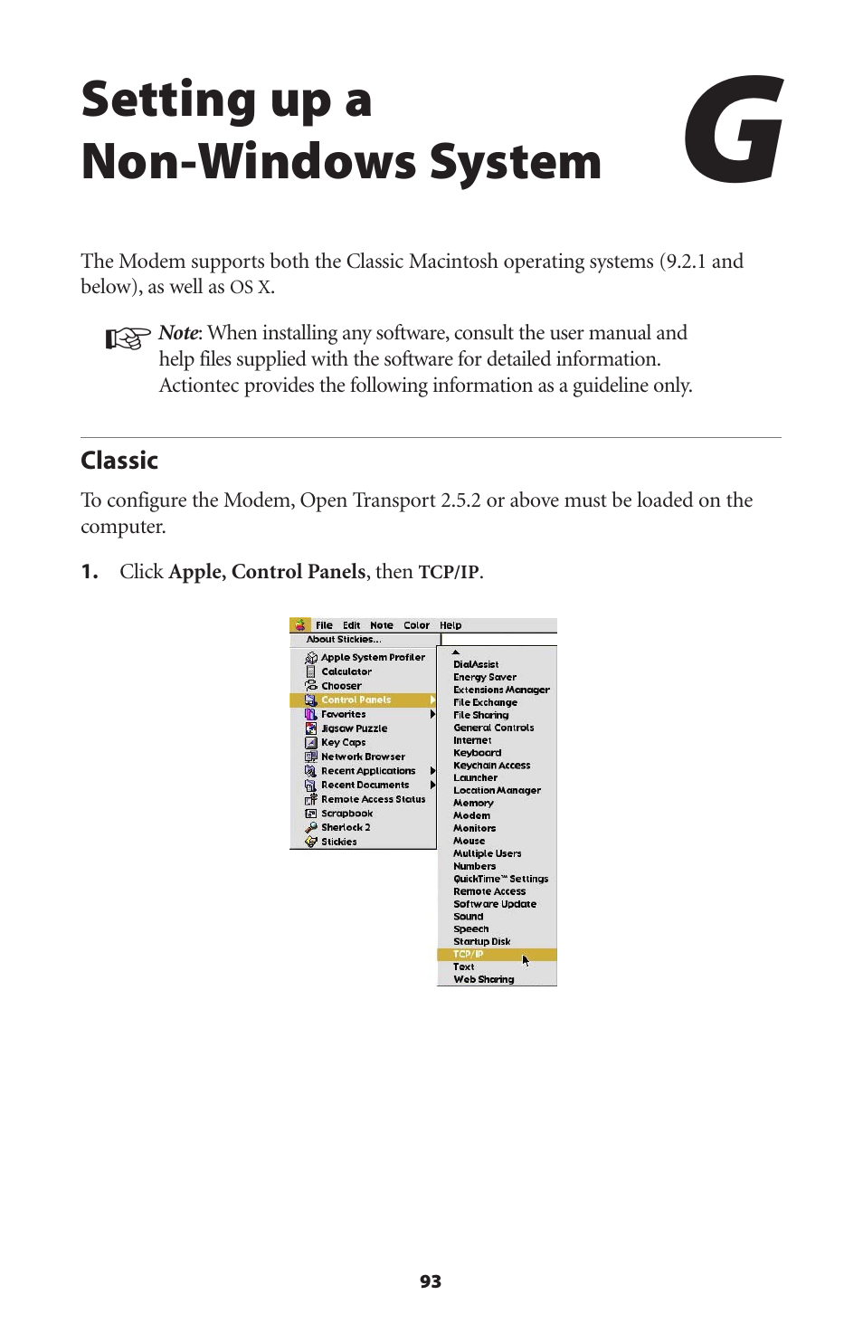Setting up a non-windows system, Classic | Actiontec electronic GT701R User Manual | Page 98 / 113