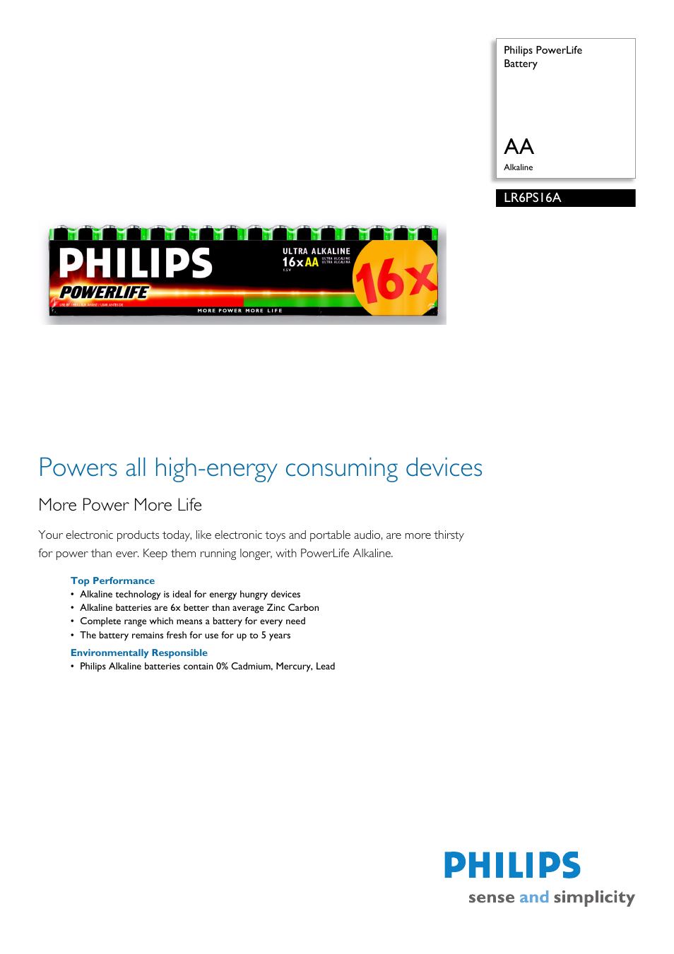 Philips LR6PS16A-27 User Manual | 2 pages