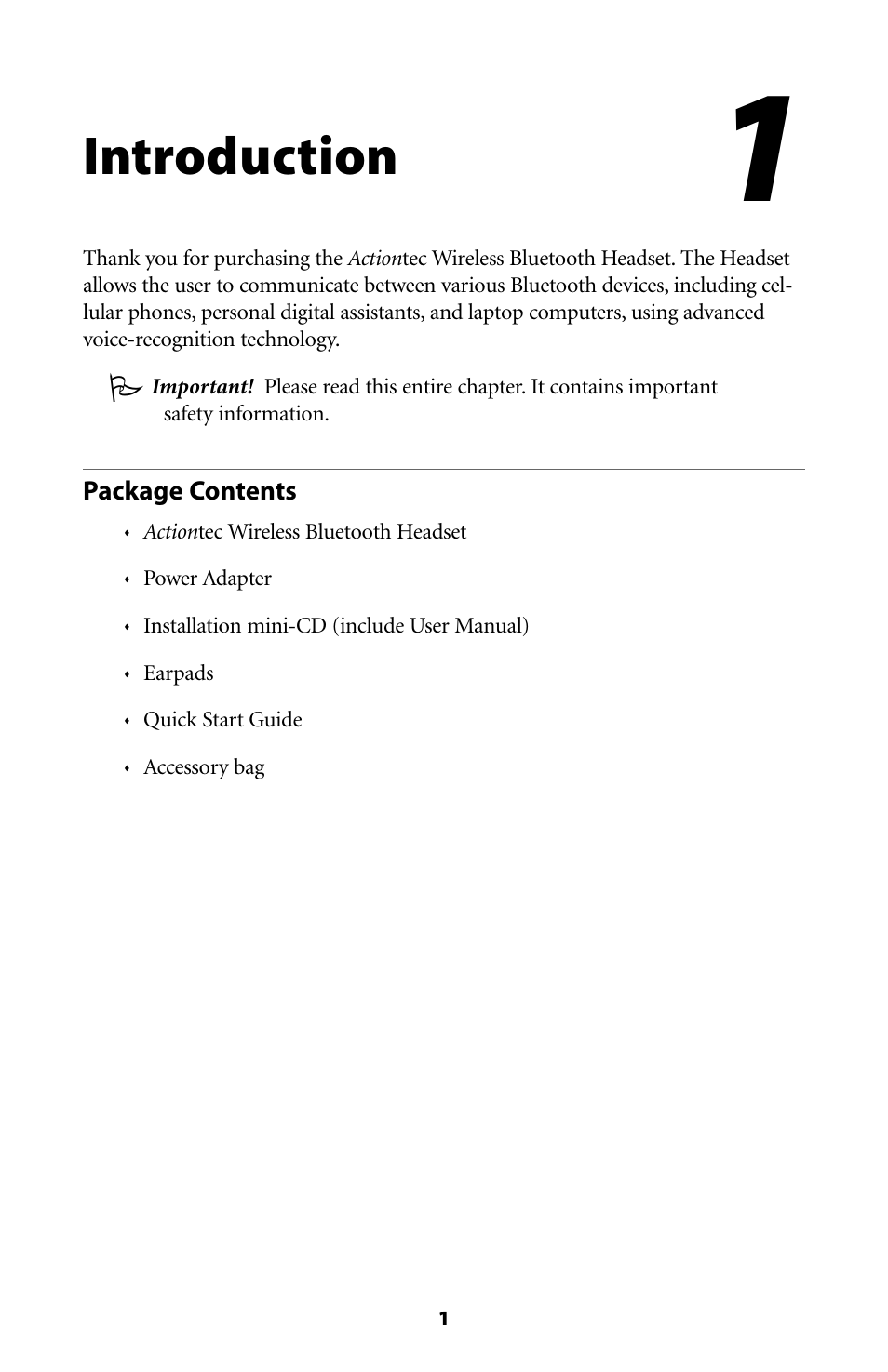 Introduction | Actiontec electronic BTHS-6023 User Manual | Page 4 / 21