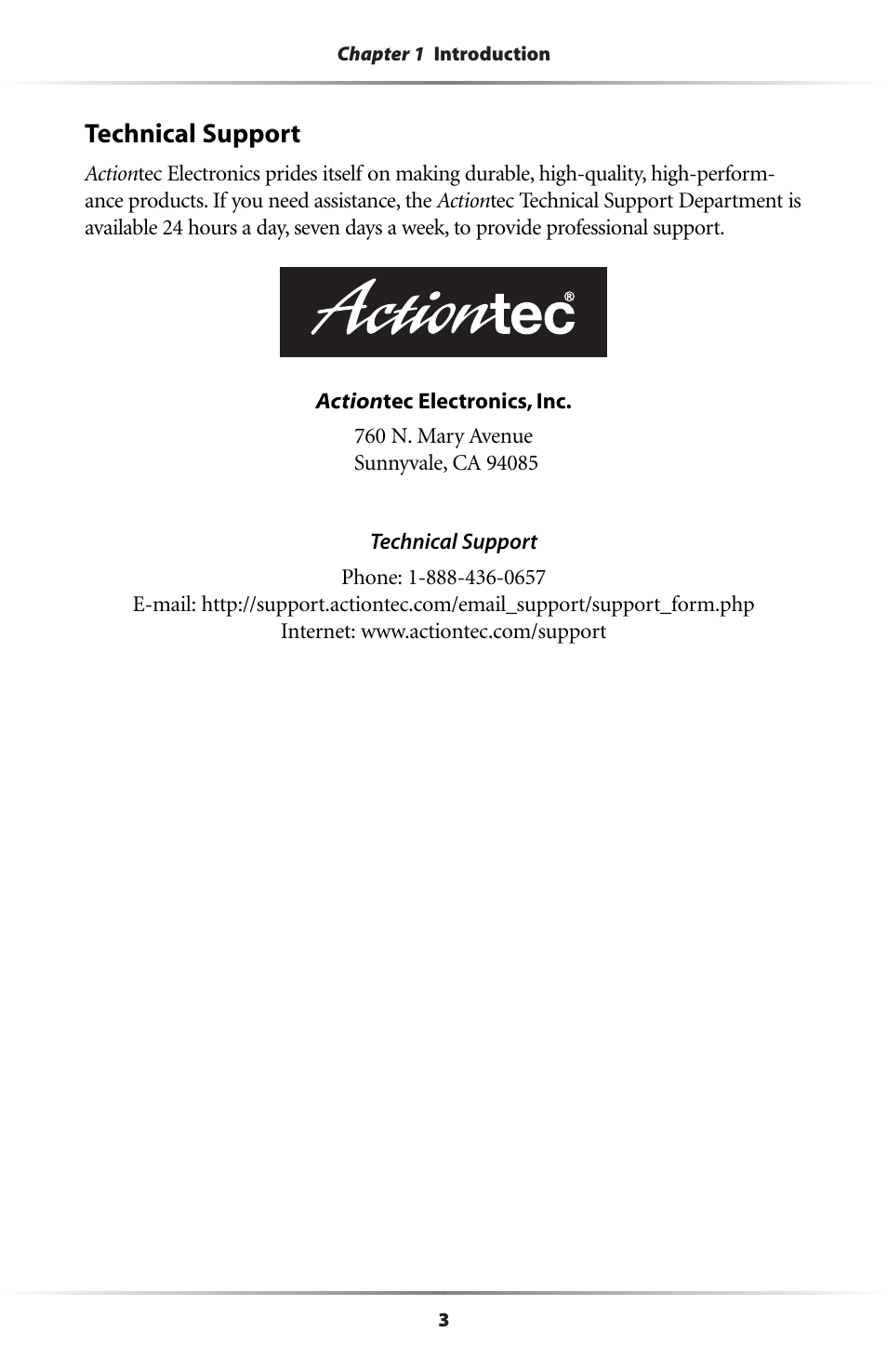 Technical support | Actiontec electronic BTHS-6023 User Manual | Page 6 / 21