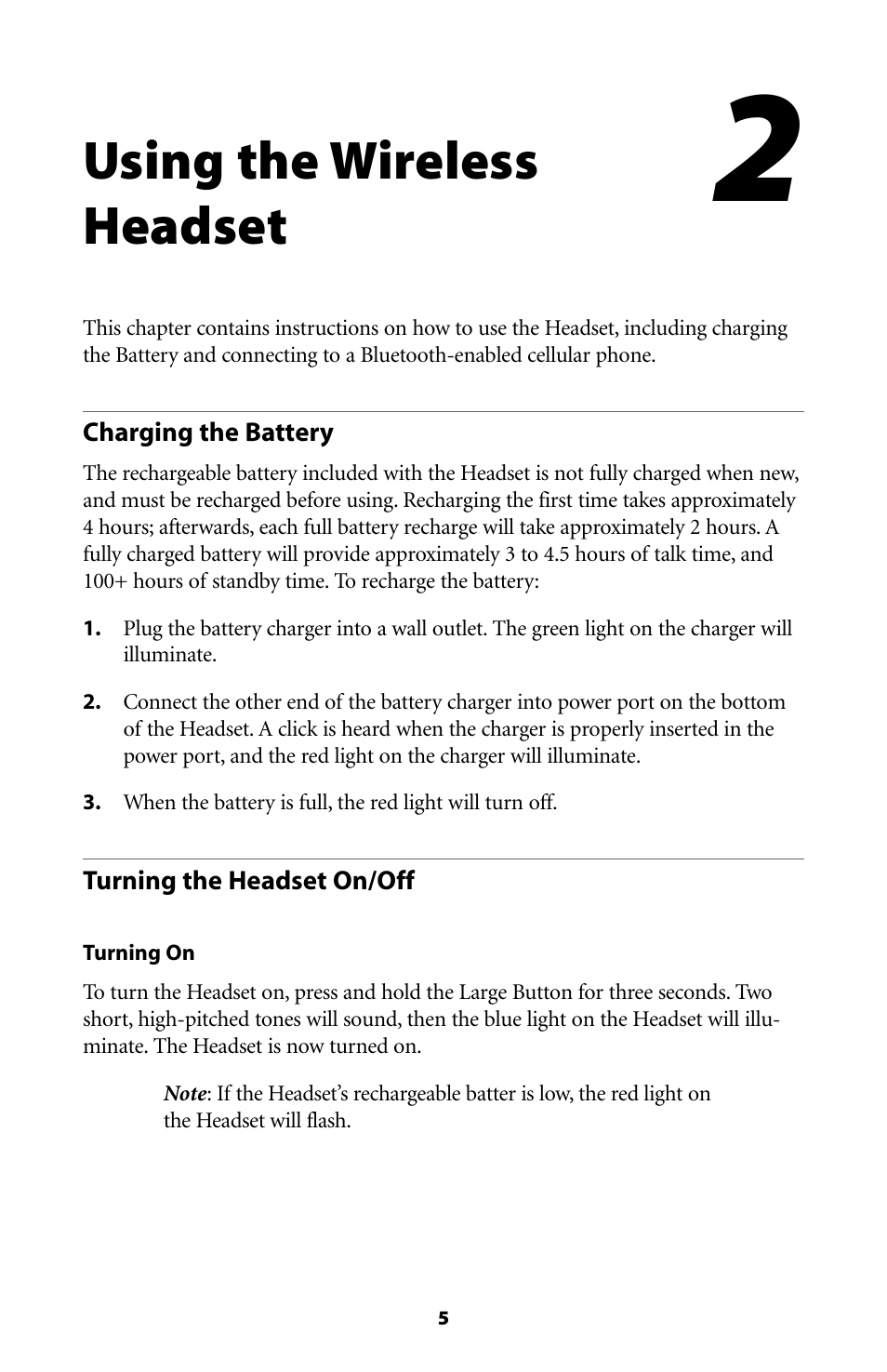 Using the wireless headset | Actiontec electronic BTHS-6023 User Manual | Page 8 / 21