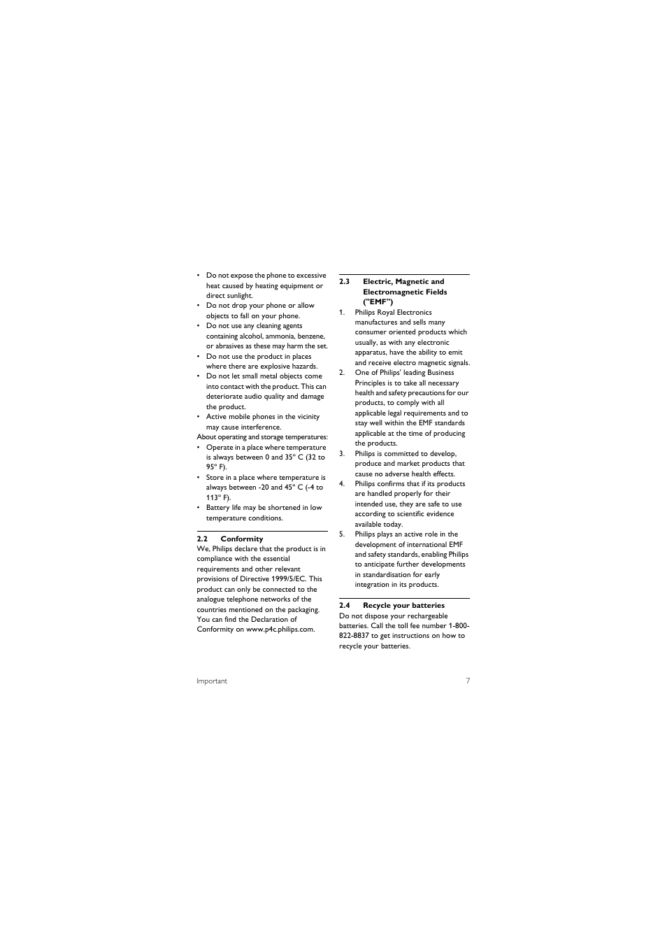 2 conformity, 4 recycle your batteries | Philips CD1501B-37 User Manual | Page 9 / 43