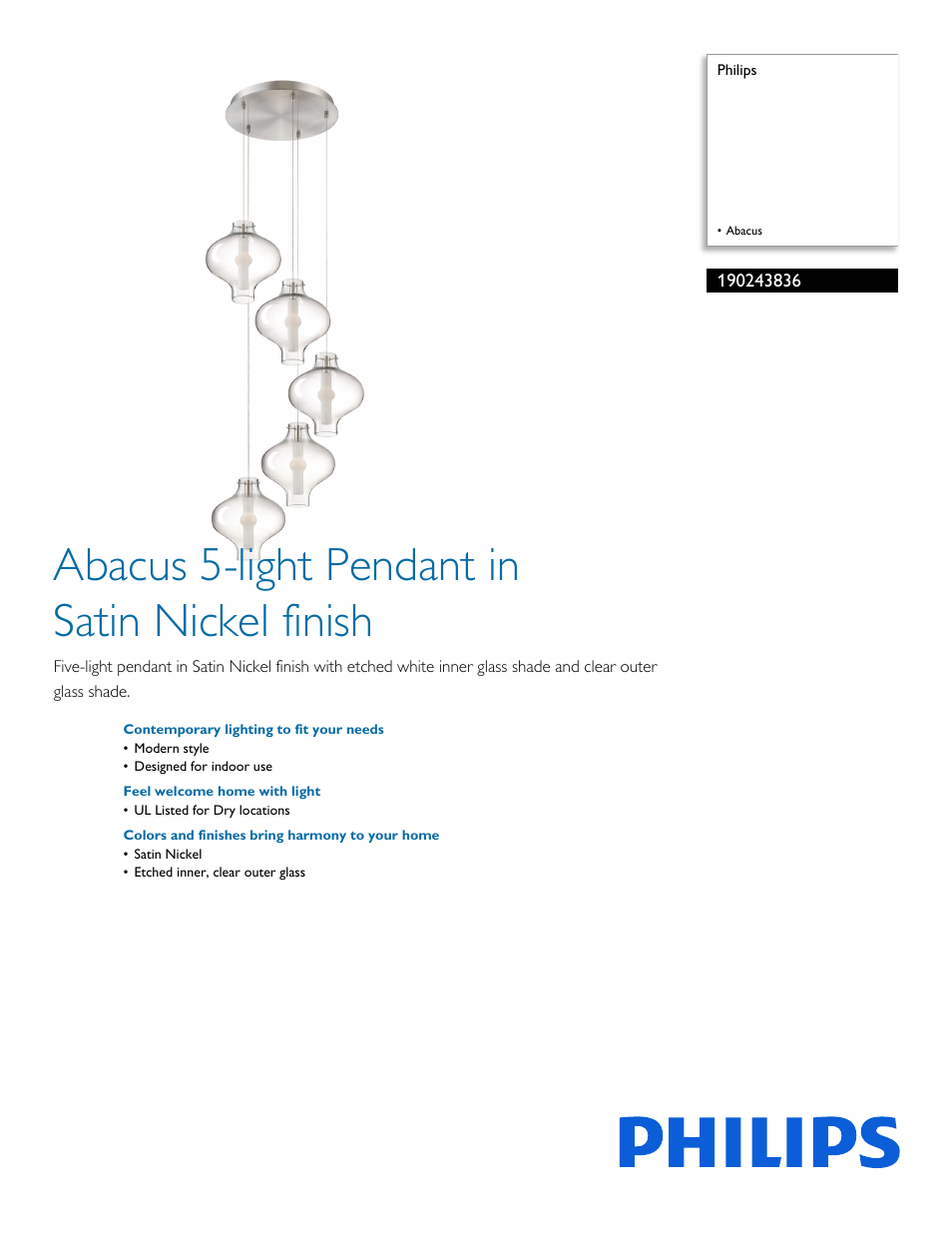 Philips 190243836 User Manual | 2 pages