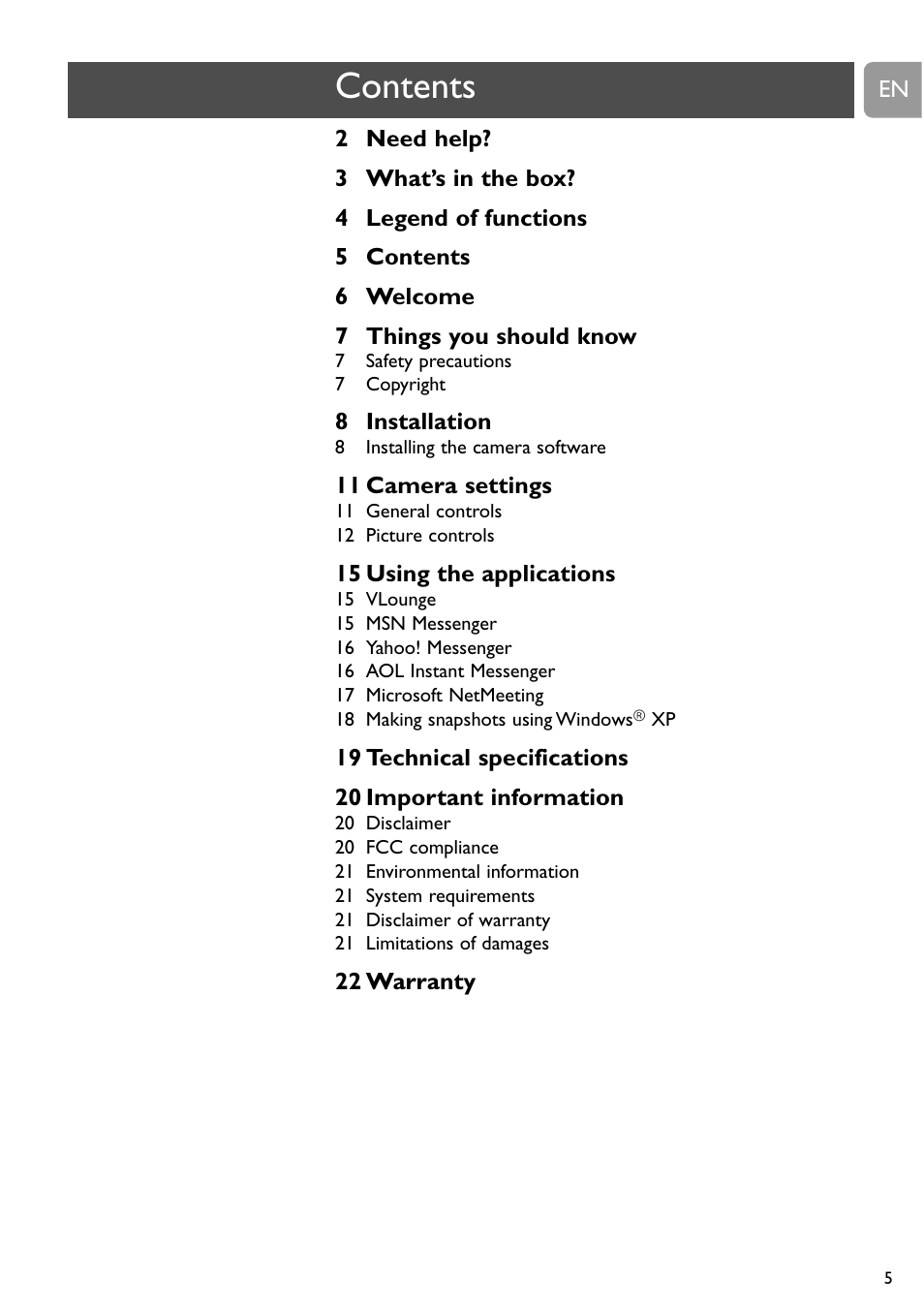 Philips SPC611NC-37 User Manual | Page 5 / 22