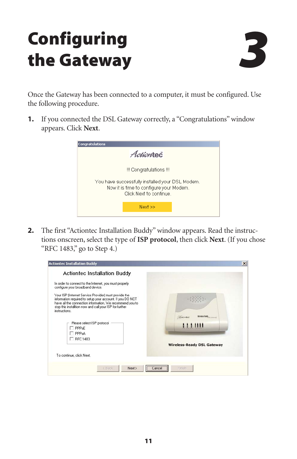Configuring the gateway | Actiontec electronic Wireless-Ready User Manual | Page 14 / 69