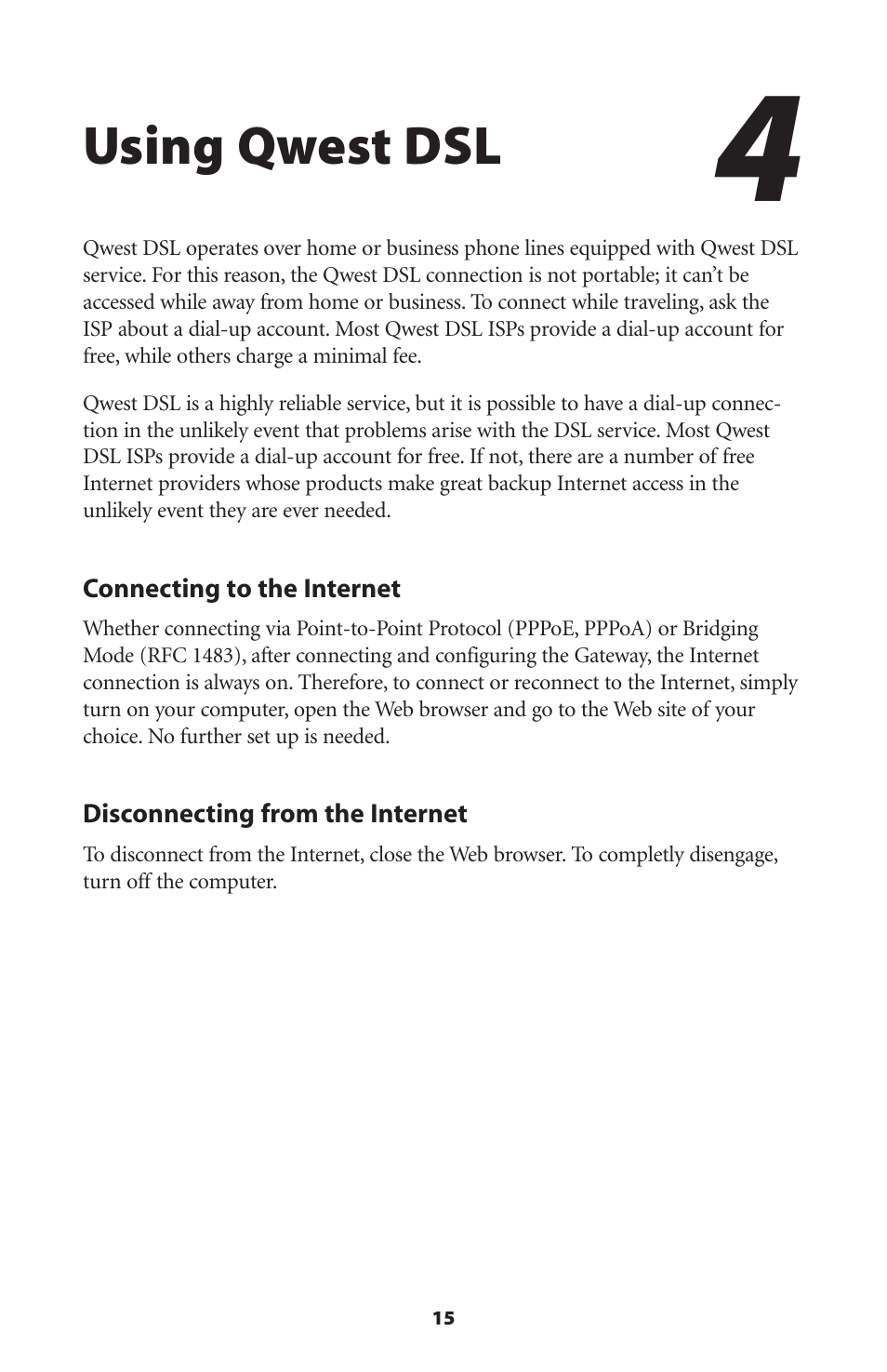 Using qwest dsl | Actiontec electronic Wireless-Ready User Manual | Page 18 / 69