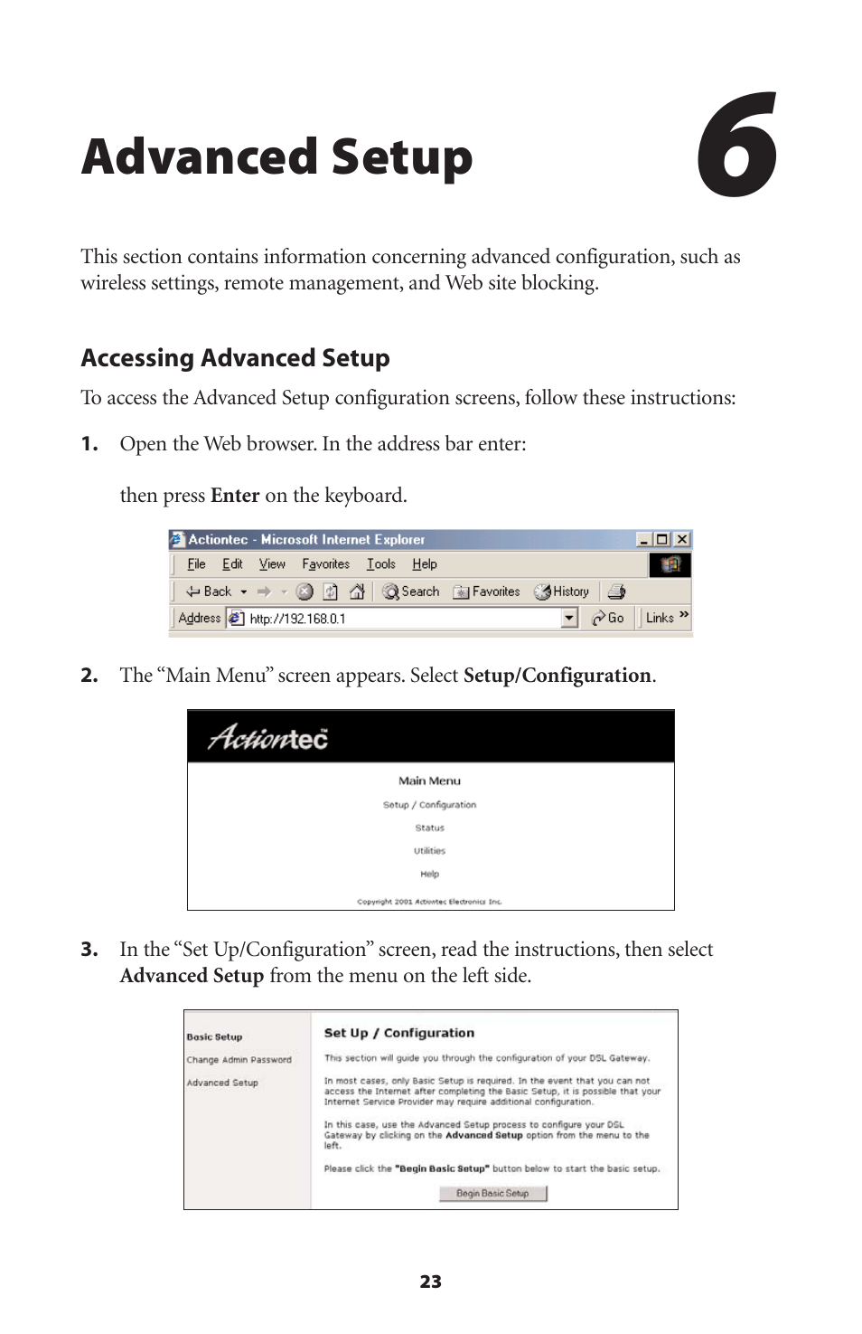 Advanced setup | Actiontec electronic Wireless-Ready User Manual | Page 26 / 69