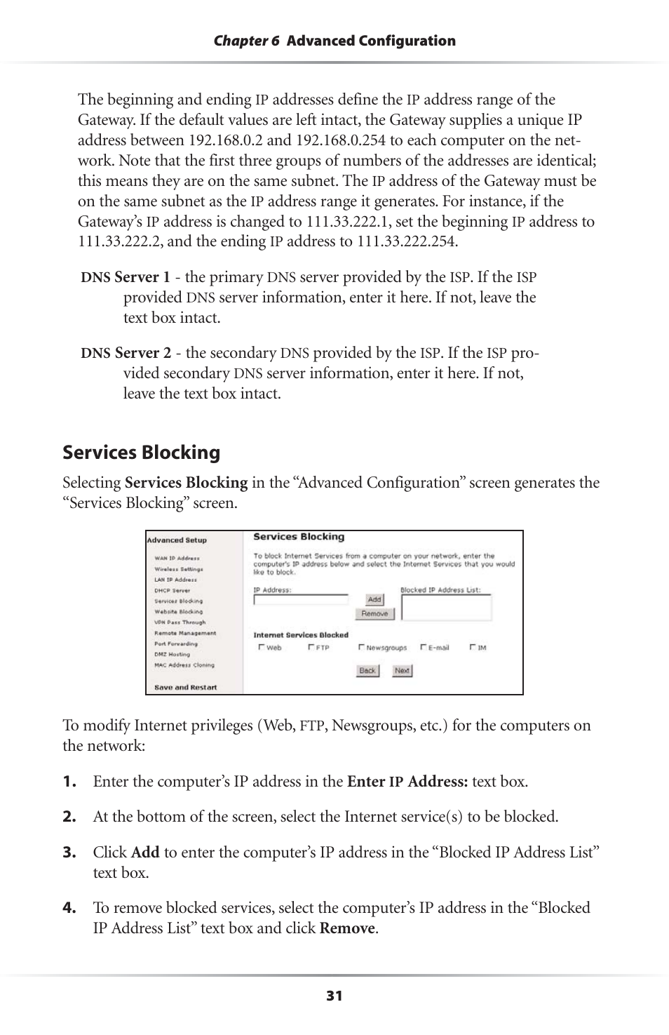 Services blocking | Actiontec electronic Wireless-Ready User Manual | Page 34 / 69
