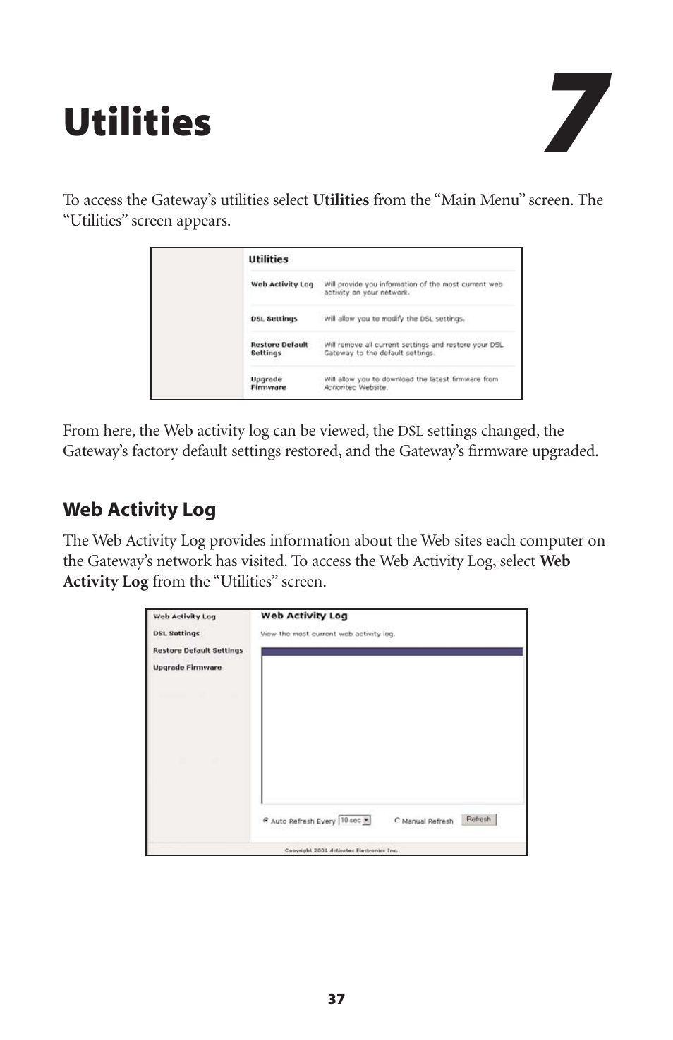 Utilities | Actiontec electronic Wireless-Ready User Manual | Page 40 / 69