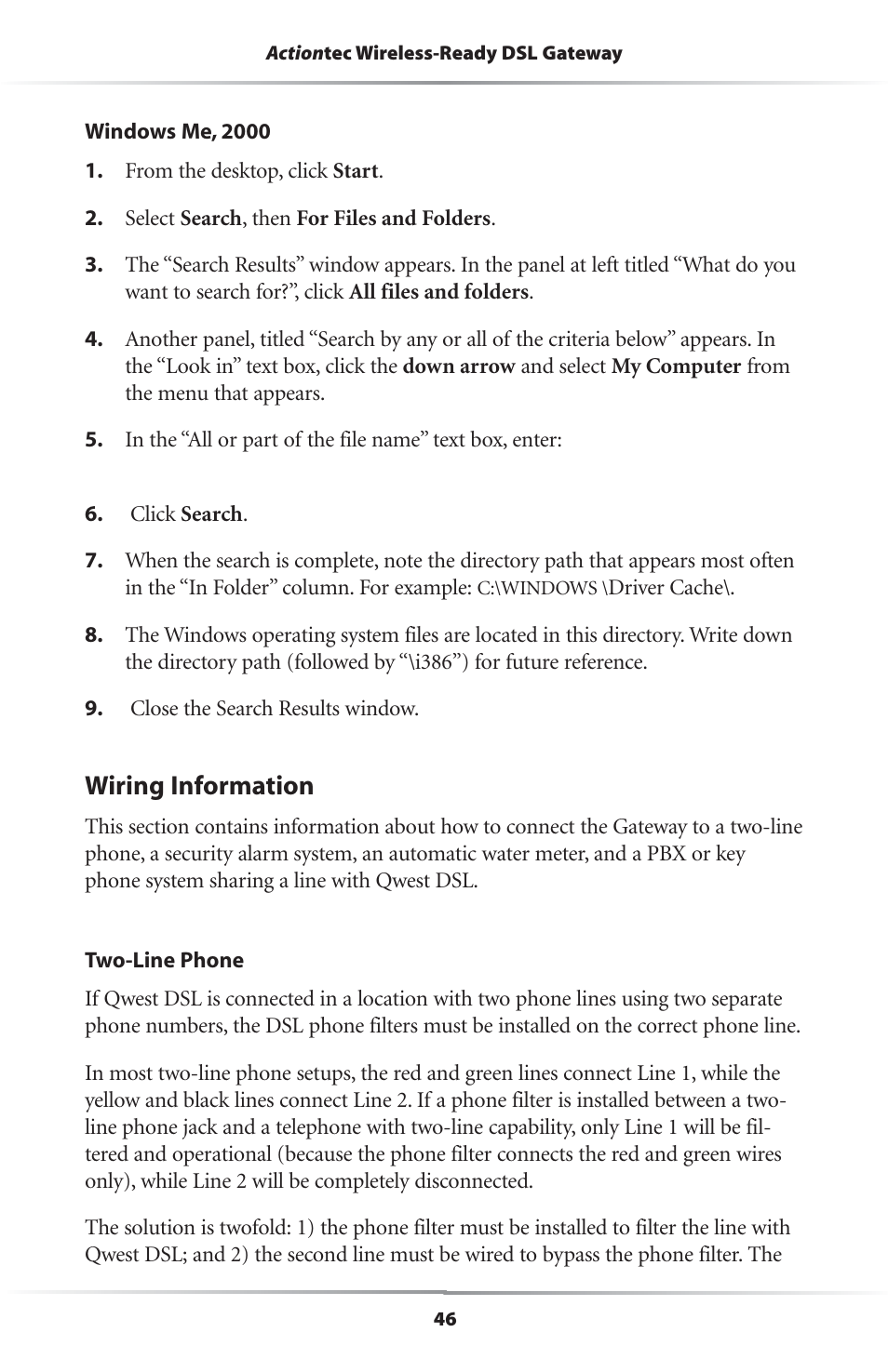 Wiring information | Actiontec electronic Wireless-Ready User Manual | Page 49 / 69