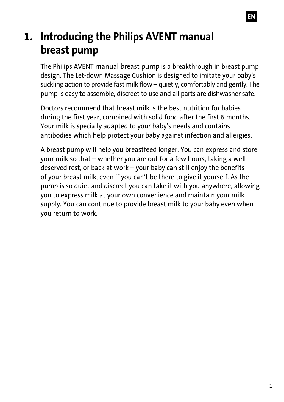 Introducing the philips avent manual, Breast pump | Philips SCF310-20 User Manual | Page 3 / 20