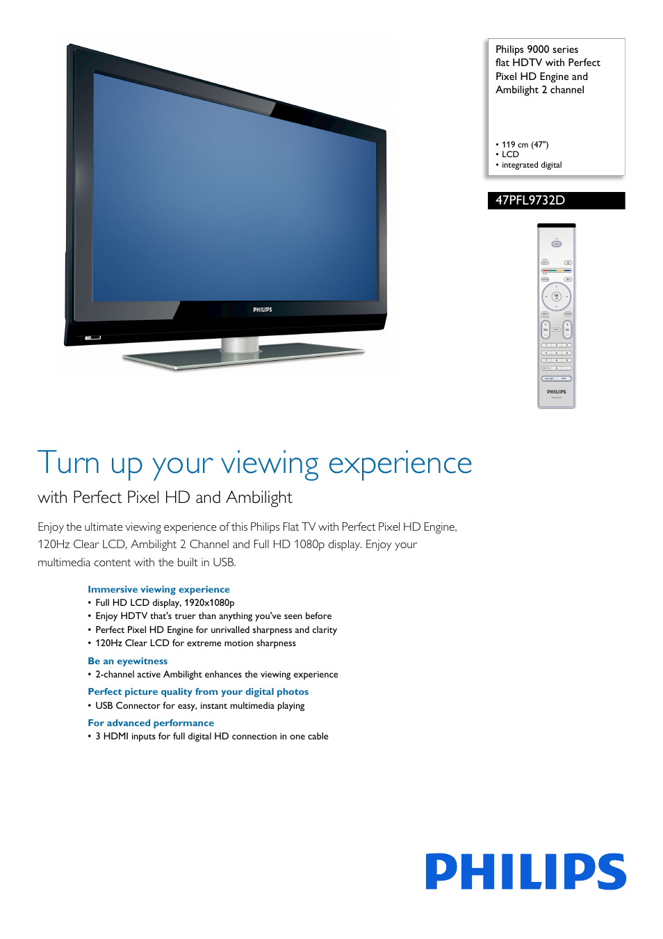 Philips 47PFL9732D-37 User Manual | 3 pages