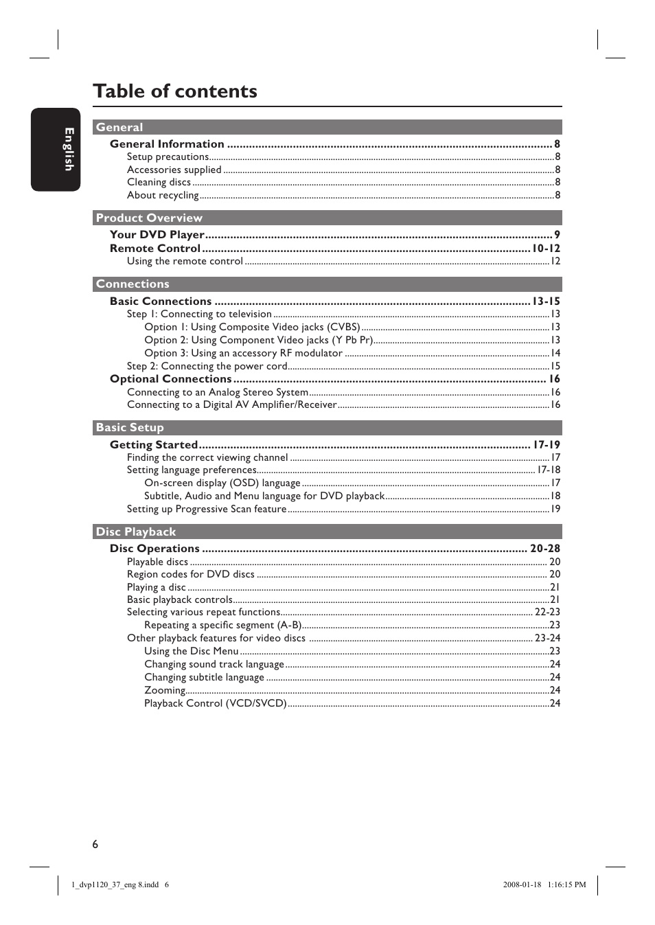 Philips DVP1120-37 User Manual | Page 6 / 43