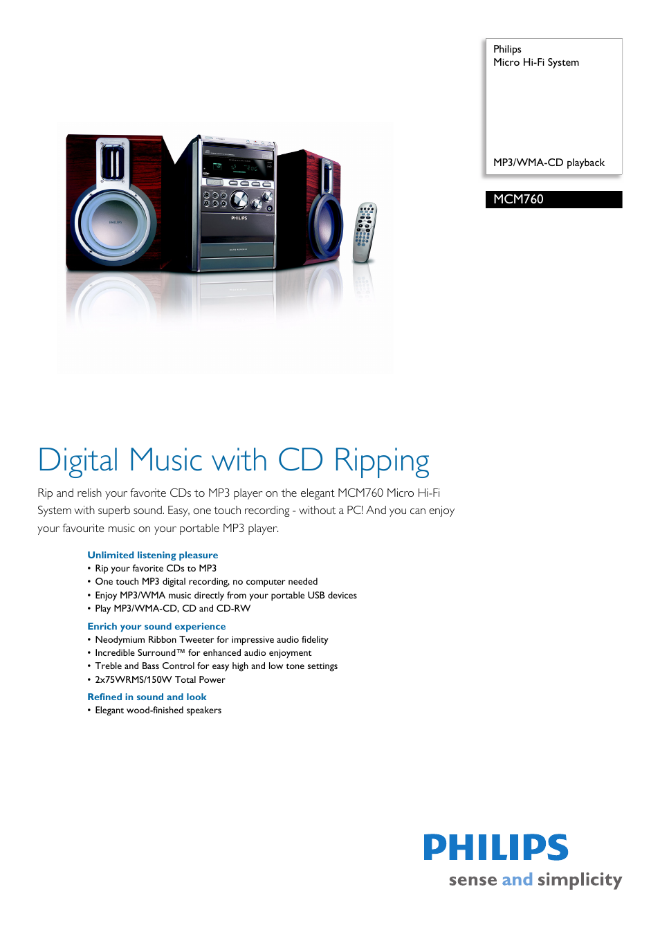 Philips MCM760-37B User Manual | 3 pages