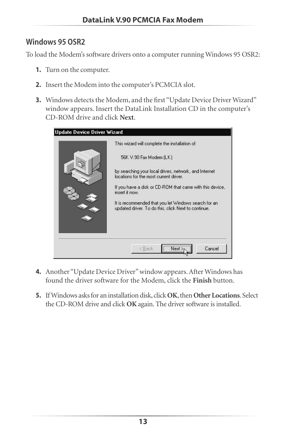 Actiontec electronic DataLink V.90 PC Card Fax Modem PCMCIA User Manual | Page 16 / 43