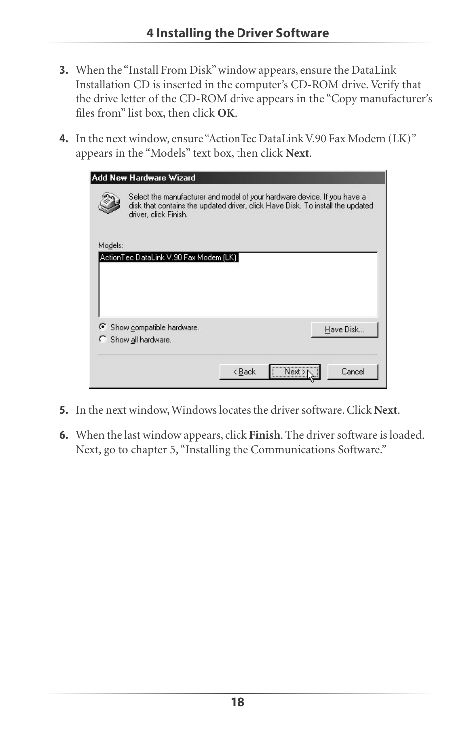 Actiontec electronic DataLink V.90 PC Card Fax Modem PCMCIA User Manual | Page 21 / 43