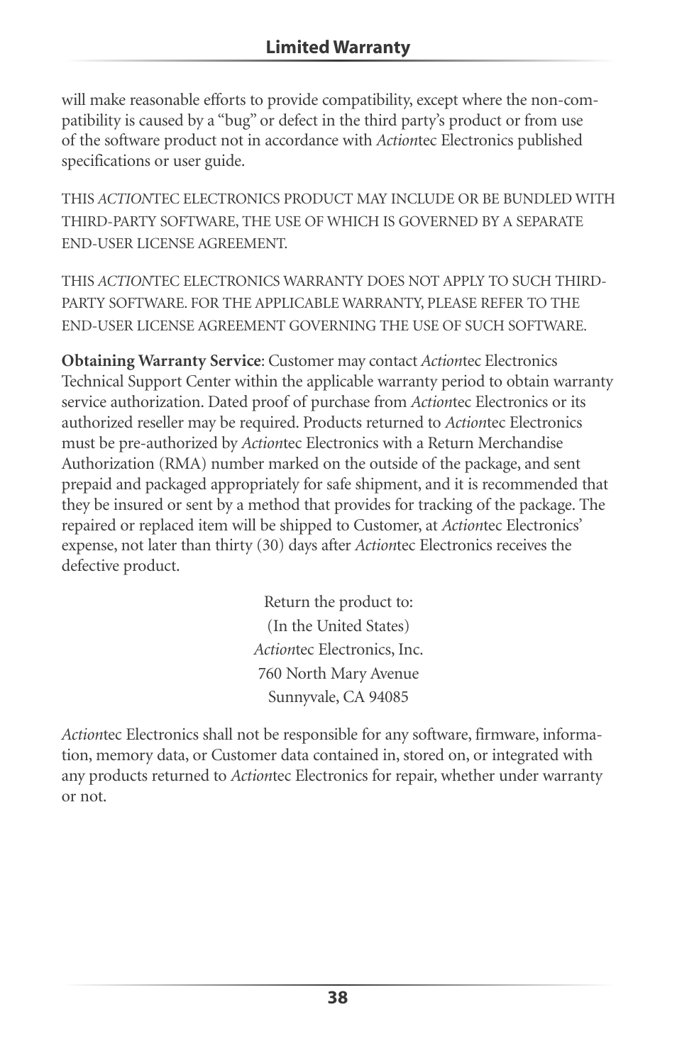 Actiontec electronic DataLink V.90 PC Card Fax Modem PCMCIA User Manual | Page 41 / 43