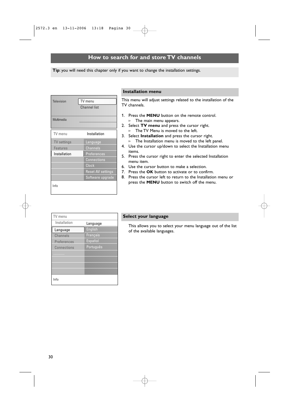 How to search for and store tv channels | Philips 47PF9441D-37B User Manual | Page 32 / 70