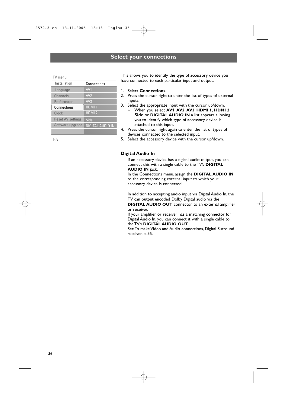 Select your connections | Philips 47PF9441D-37B User Manual | Page 38 / 70