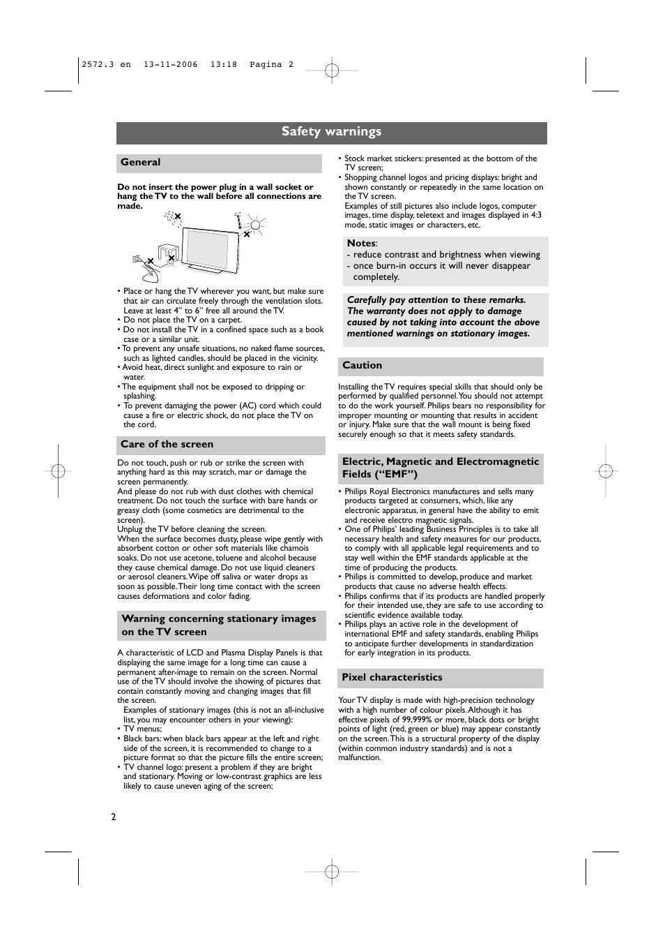 Safety warnings | Philips 47PF9441D-37B User Manual | Page 4 / 70