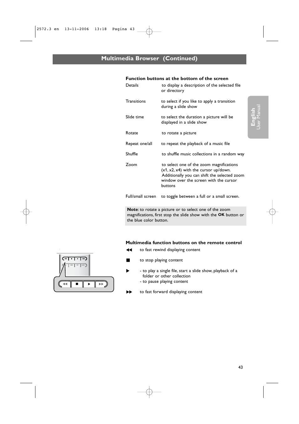 Multimedia browser (continued), English, User man ual | Philips 47PF9441D-37B User Manual | Page 45 / 70