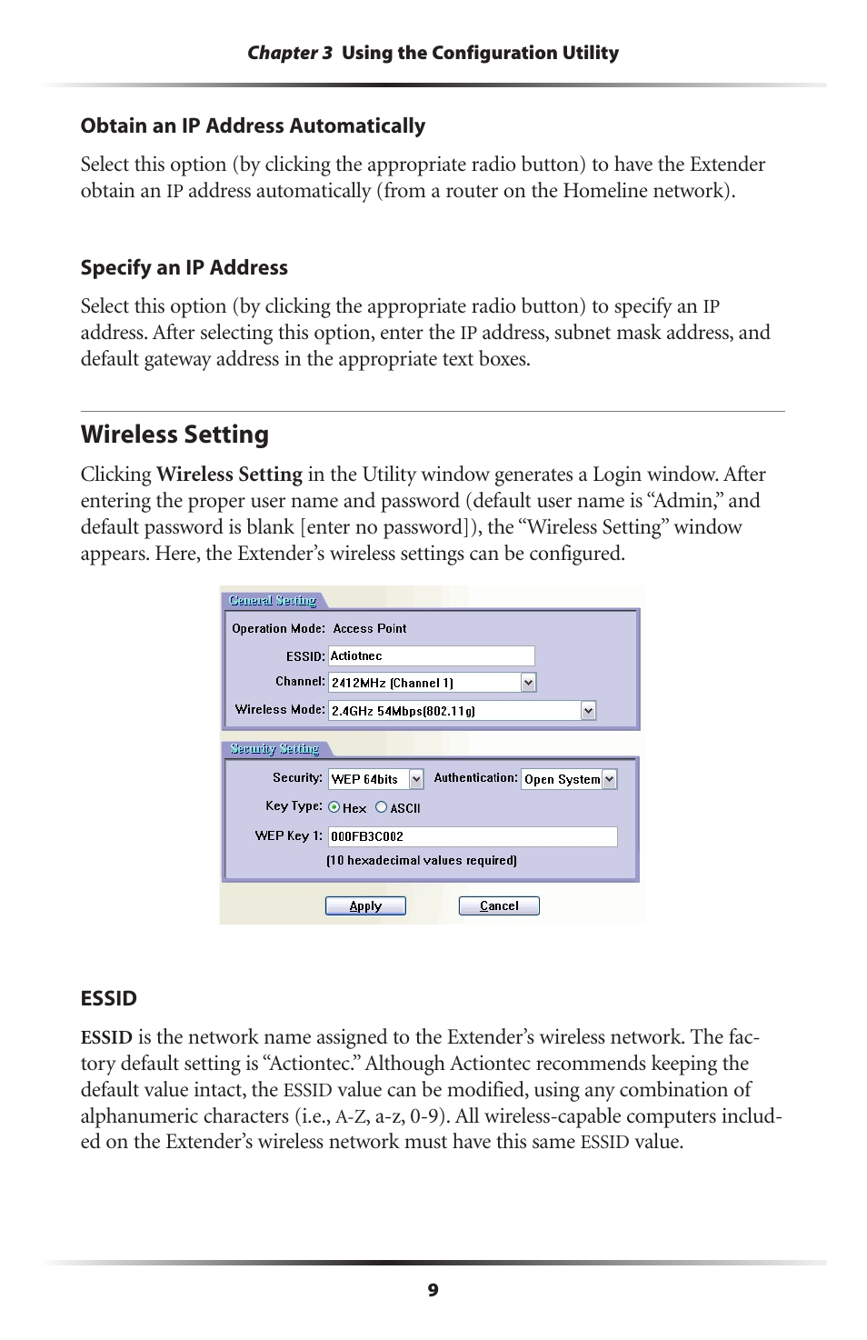 Wireless setting | Actiontec electronic MEGAPLUG HPAP108T User Manual | Page 12 / 67