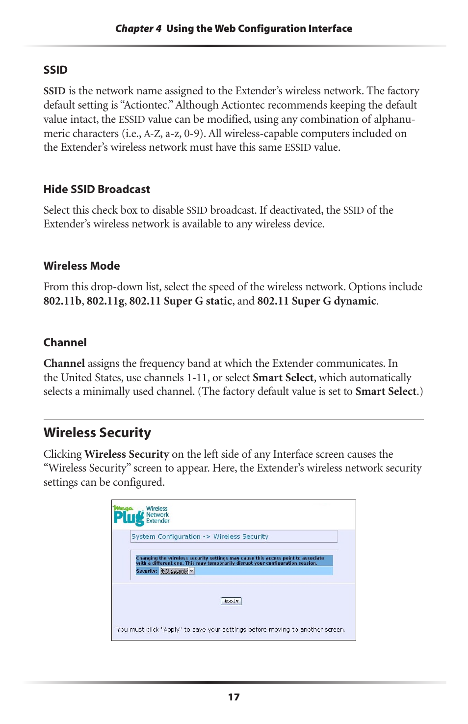 Wireless security | Actiontec electronic MEGAPLUG HPAP108T User Manual | Page 20 / 67