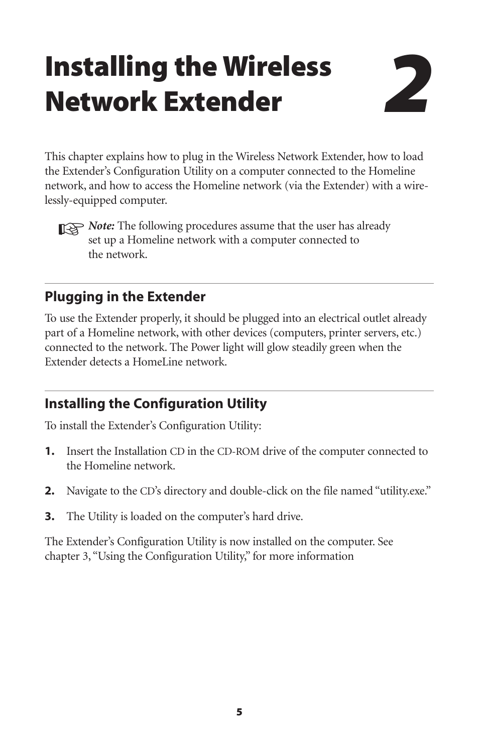 Installing the wireless network extender, Plugging in the extender, Installing the configuration utility | 5 installing the configuration utility | Actiontec electronic MEGAPLUG HPAP108T User Manual | Page 8 / 67