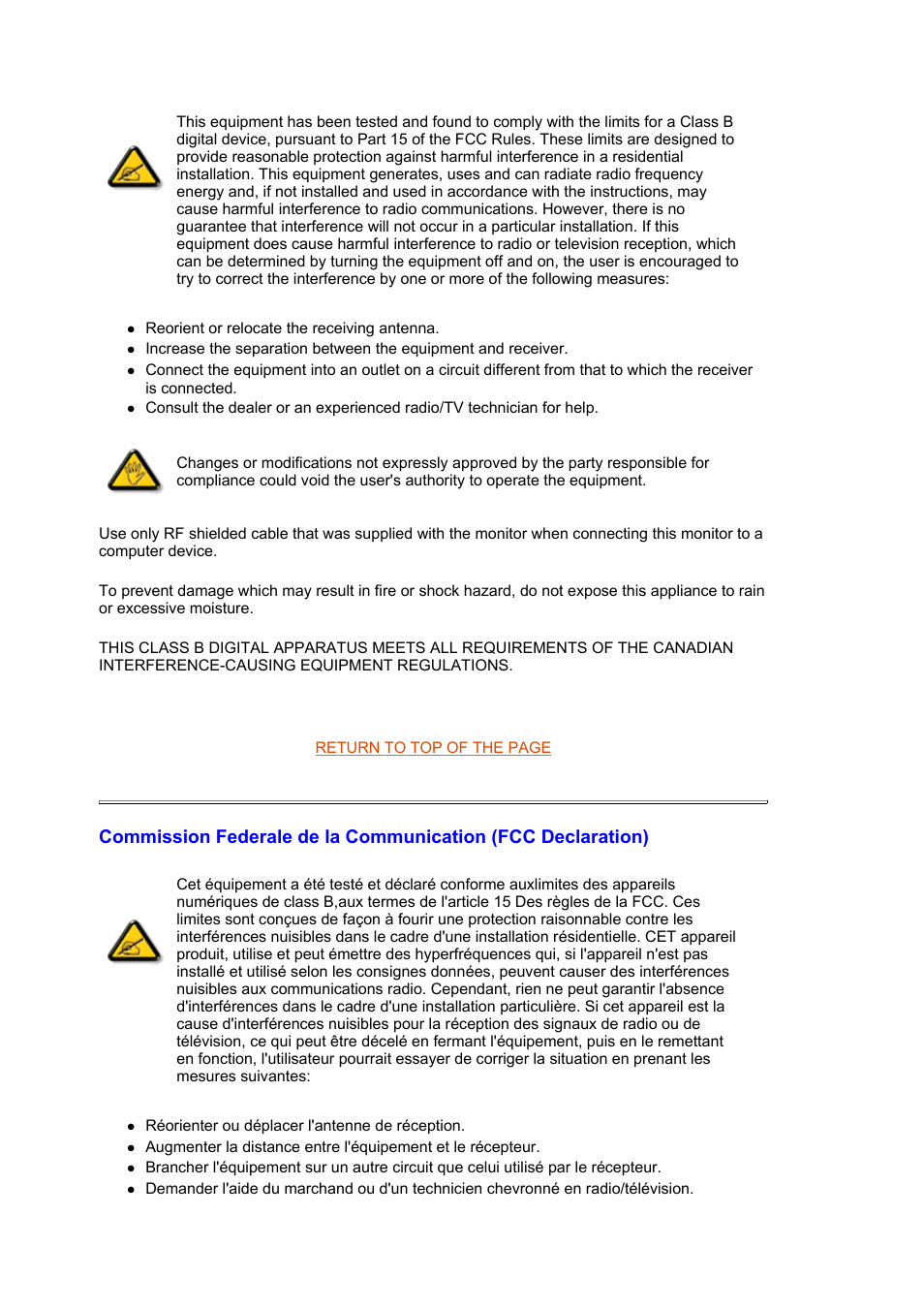 Federal, De la communication (fcc declaration) | Philips CRT monitor 105S61 38 cm 15" SVGA User Manual | Page 41 / 61