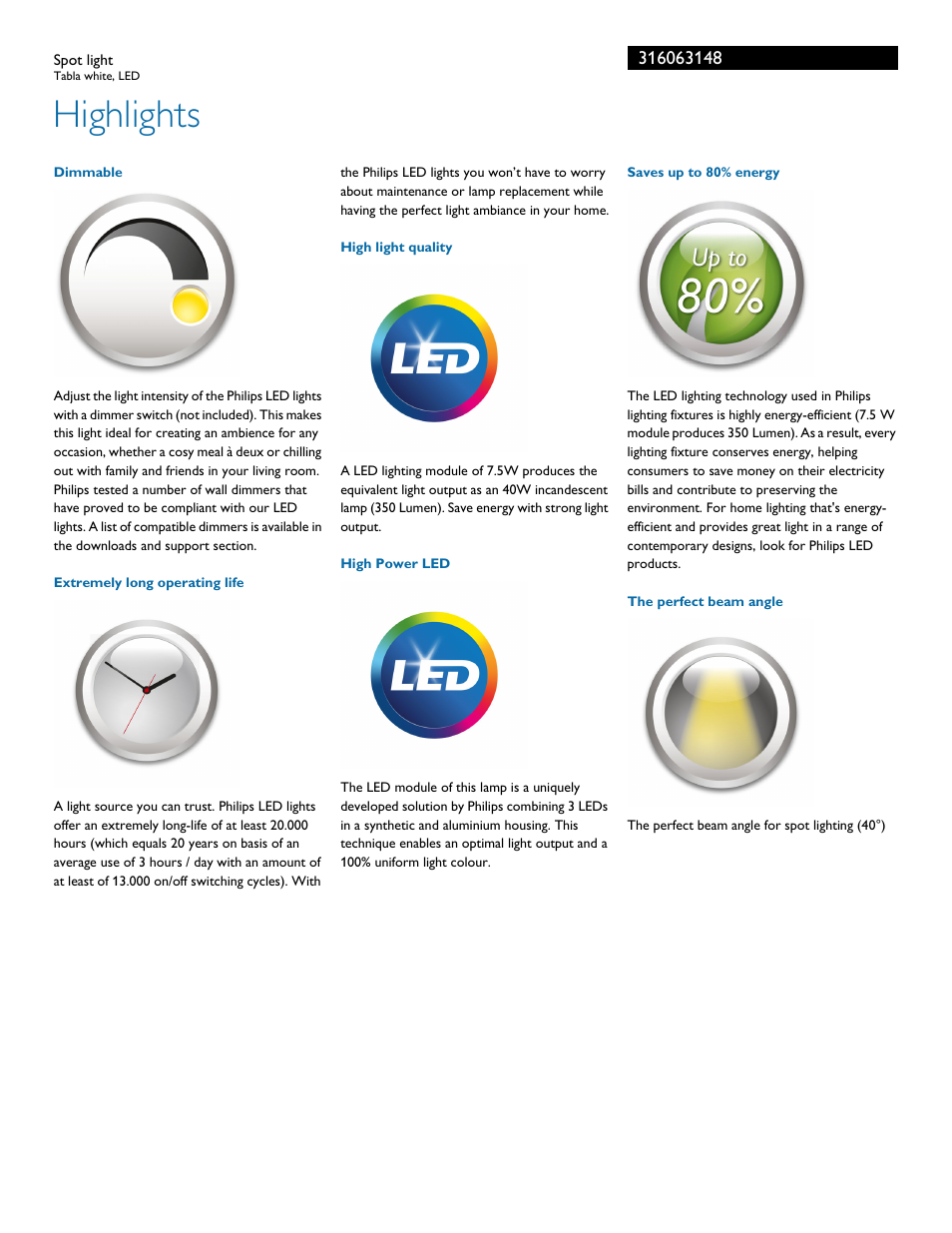 Highlights | Philips 316063148 User Manual | Page 2 / 3
