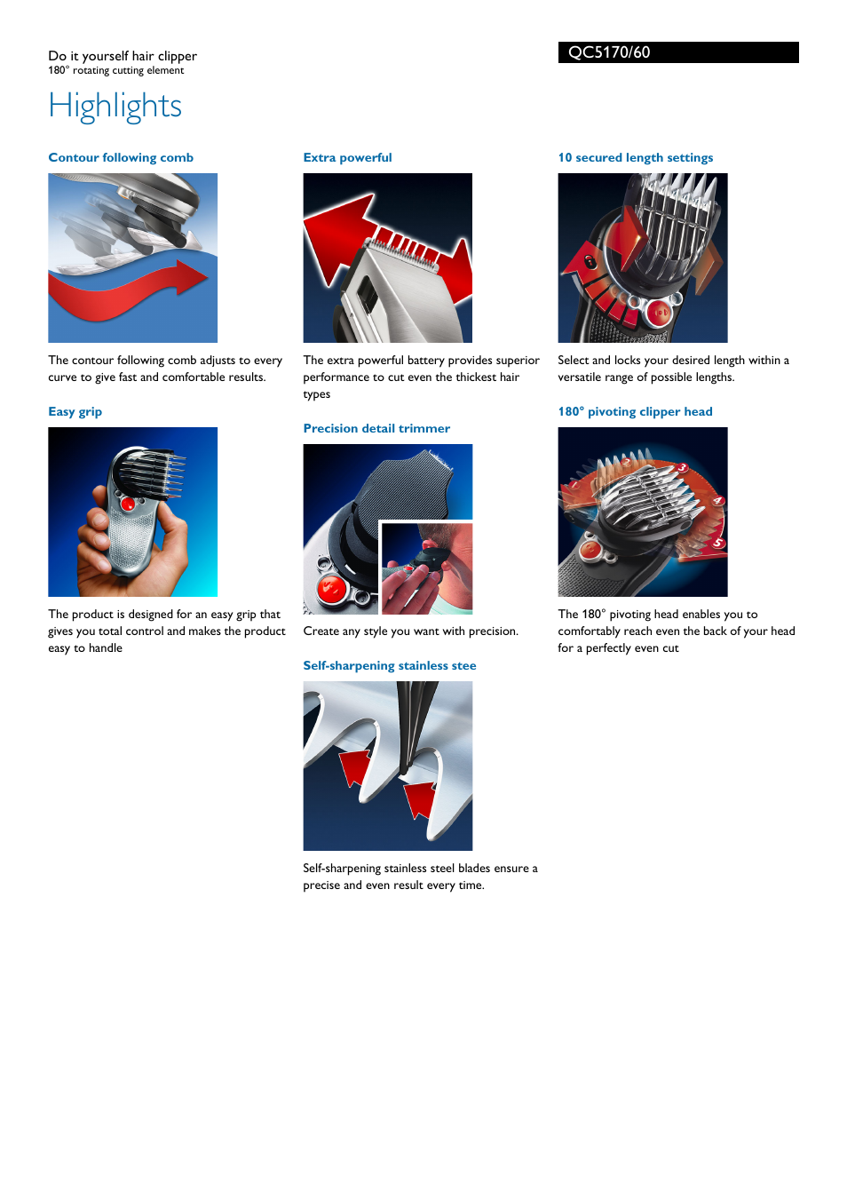 Highlights | Philips QC5170-60 User Manual | Page 2 / 3