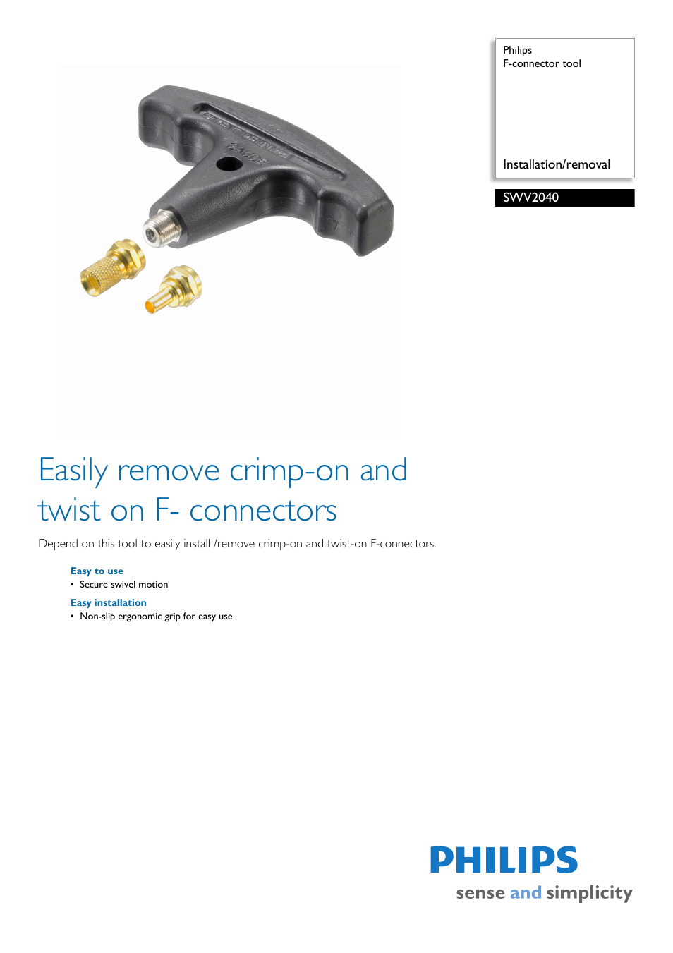 Philips SWV2040-17 User Manual | 2 pages