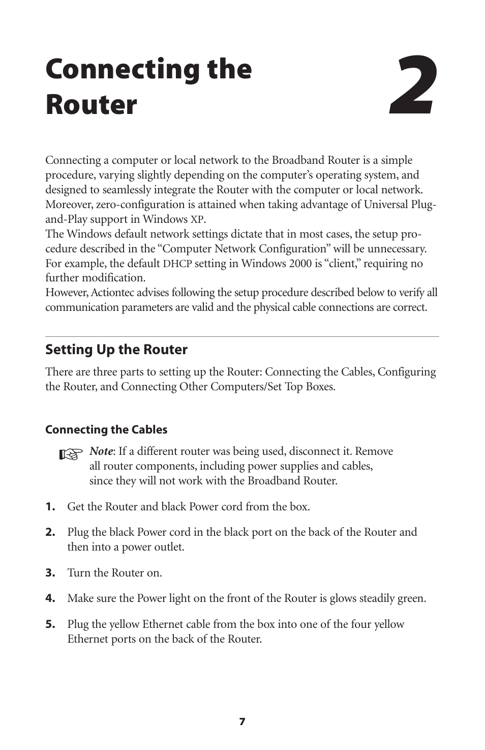 Connecting the router, Setting up the router | Actiontec electronic RI408 User Manual | Page 10 / 147