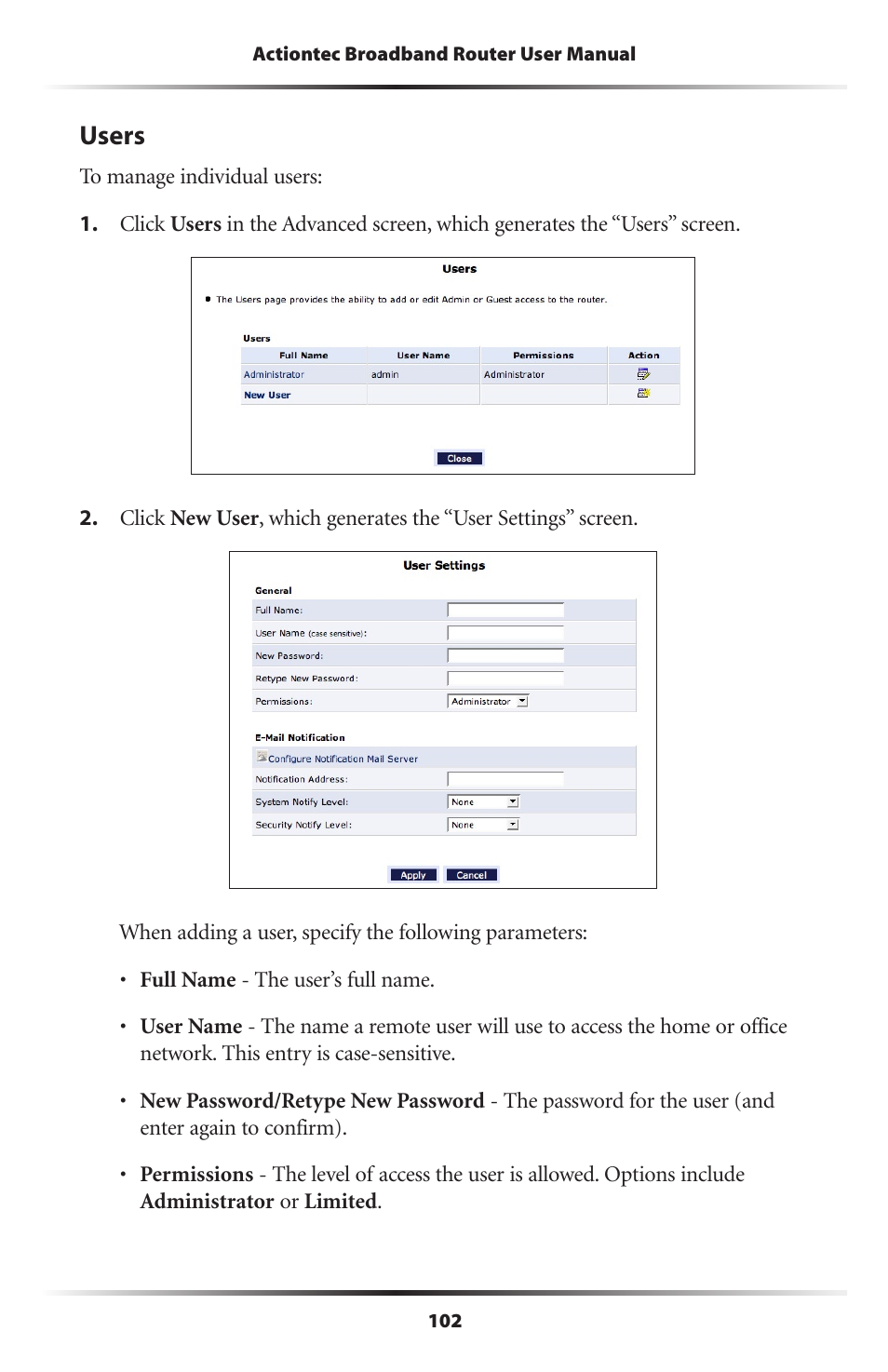 Users | Actiontec electronic RI408 User Manual | Page 105 / 147