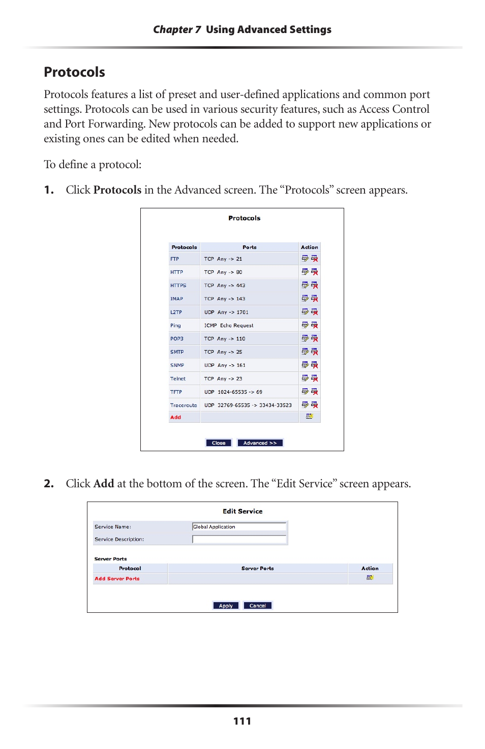 Protocols | Actiontec electronic RI408 User Manual | Page 114 / 147