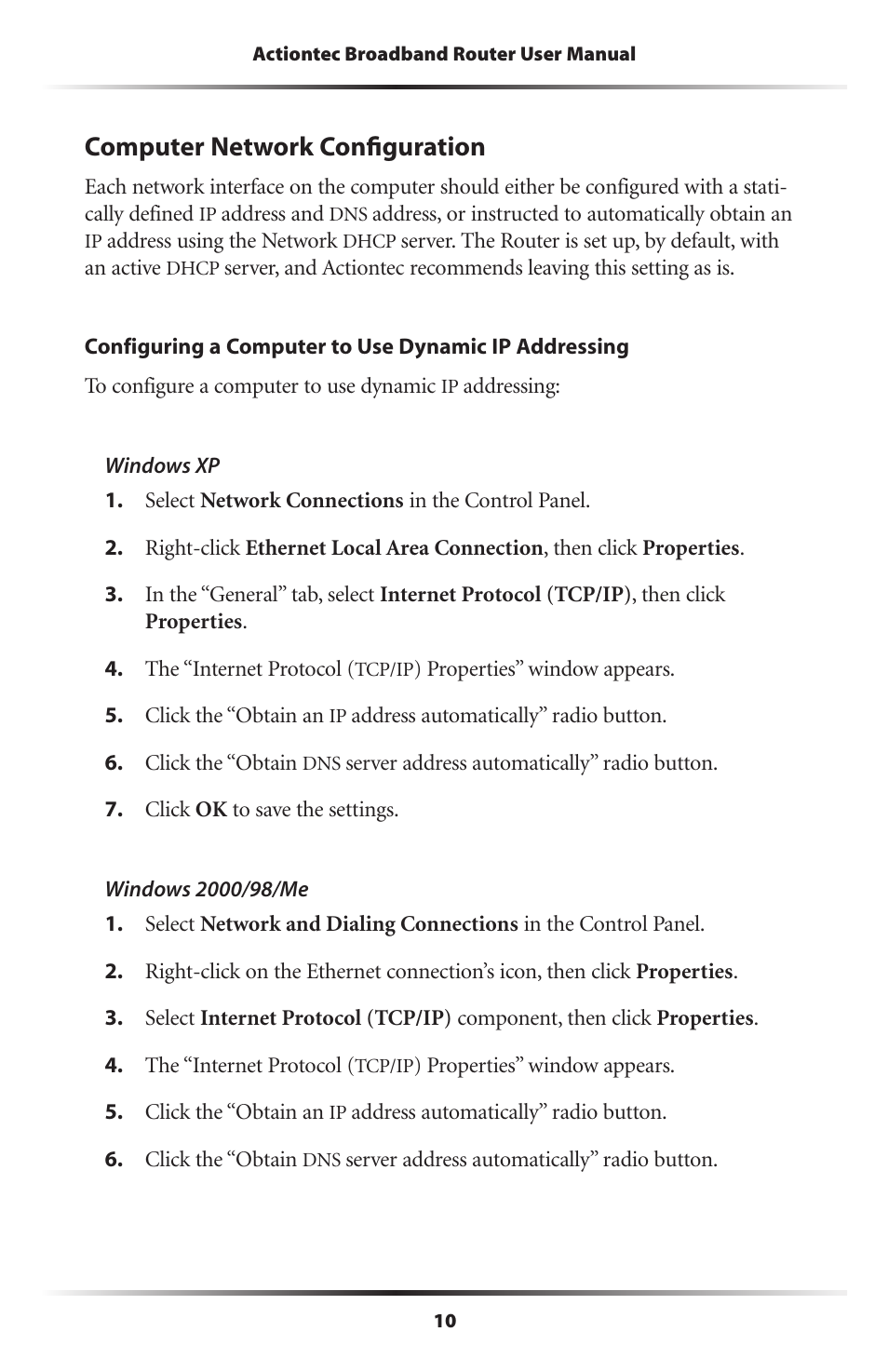 Computer network configuration | Actiontec electronic RI408 User Manual | Page 13 / 147