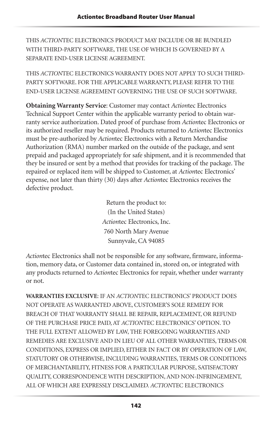 Actiontec electronic RI408 User Manual | Page 145 / 147