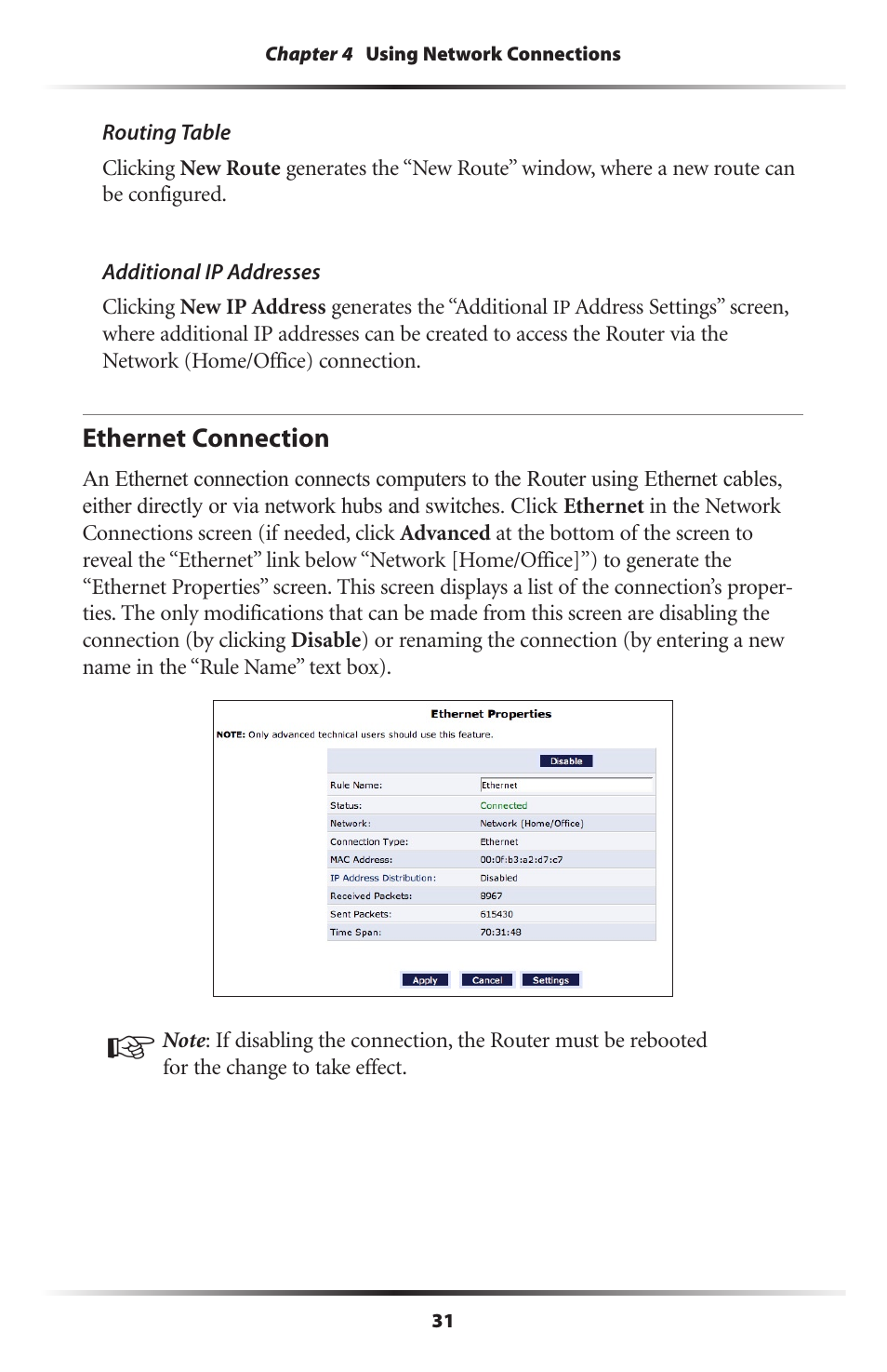 Ethernet connection | Actiontec electronic RI408 User Manual | Page 34 / 147