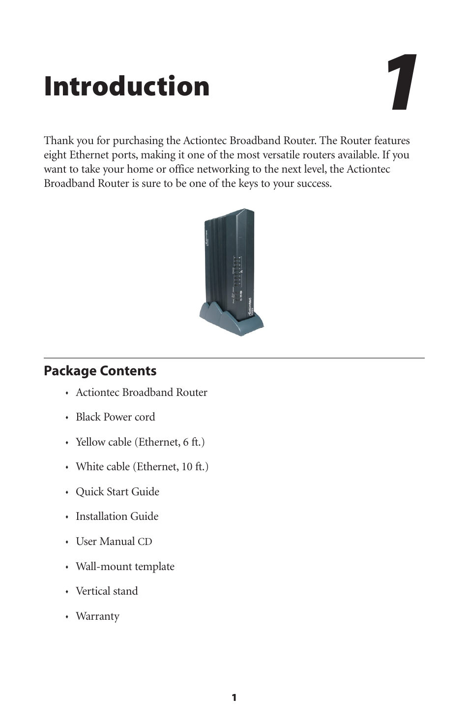 Introduction, Package contents | Actiontec electronic RI408 User Manual | Page 4 / 147