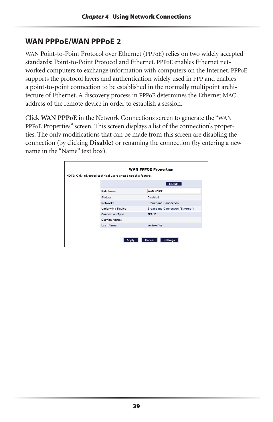 Wan pppoe/wan pppoe 2 | Actiontec electronic RI408 User Manual | Page 42 / 147