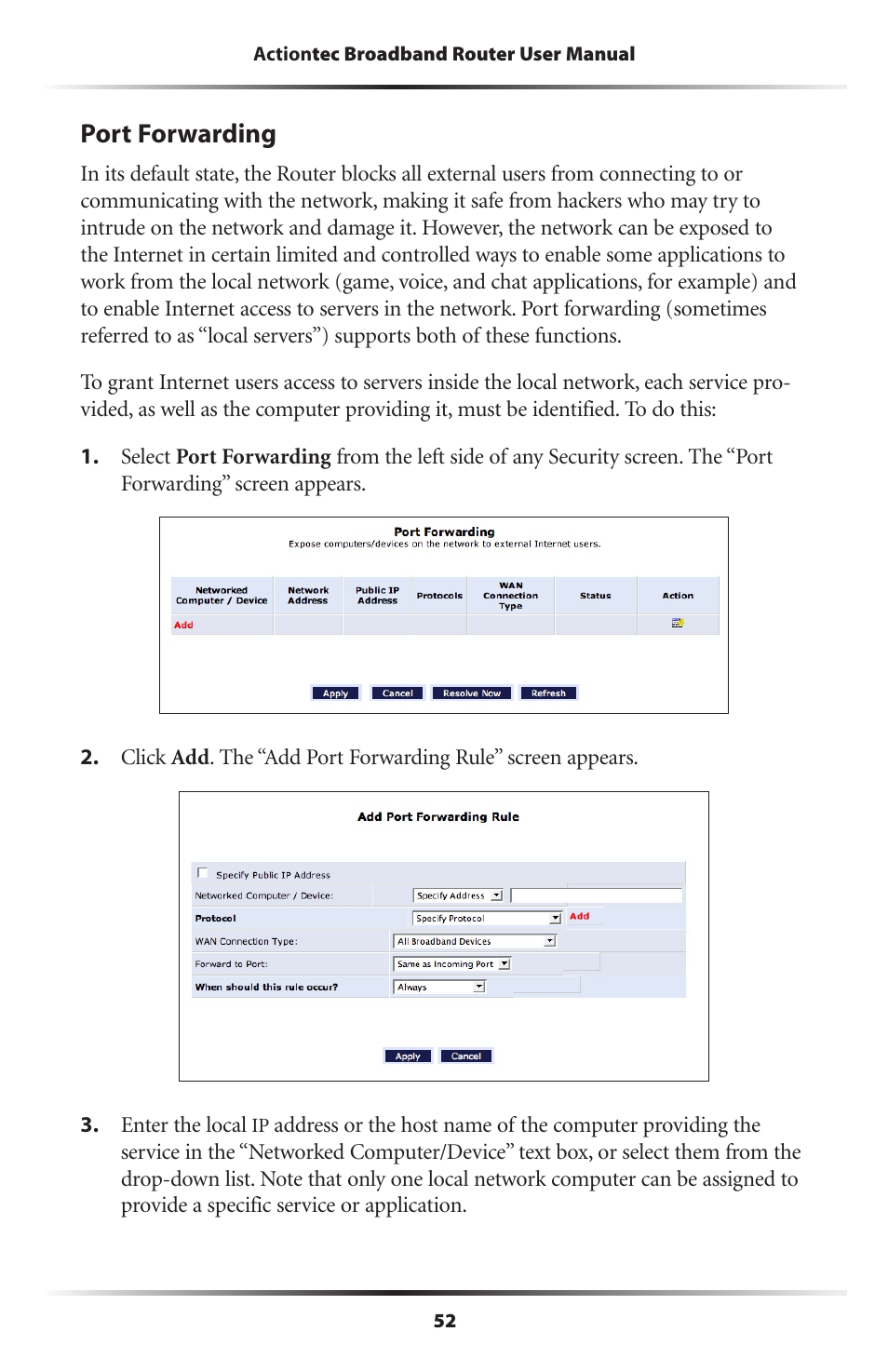 Port forwarding | Actiontec electronic RI408 User Manual | Page 55 / 147